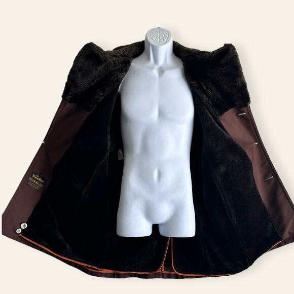 VTG Sears Brown Faux Fur Collar Trench Coat – Size 42L - Picture 2 of 7